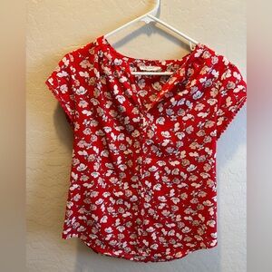 Red & White Floral Fun 2 Fun Blouse ❤️🤍